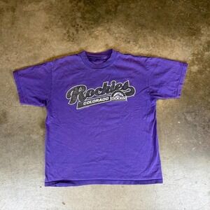 Vintage 2001 Purple Colorado Rockies MLB baseball tee Women's small or men's XS